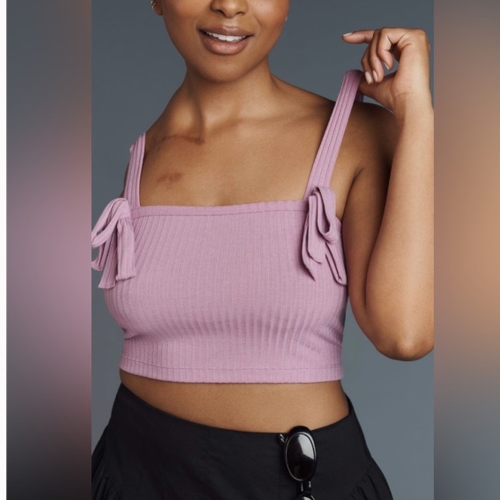 Anthropologie bow pink tank